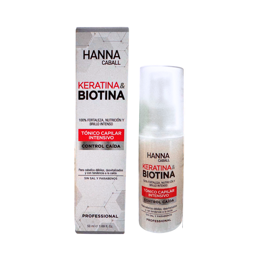 Hanna Caball Tónico capilar Keratina & Biotina anticaída 50 ml para cabello con frizz, rebelde o difícil de manejar -…