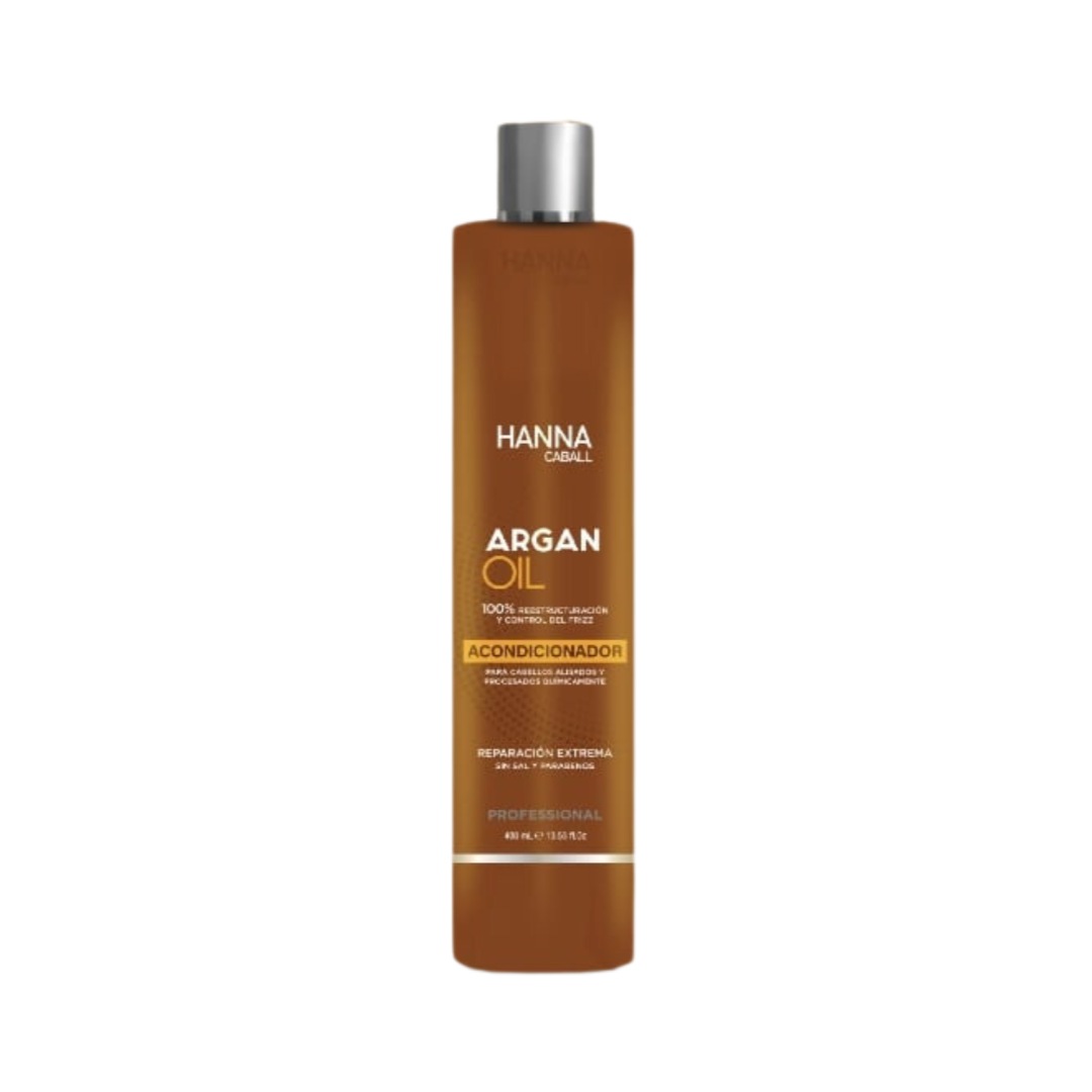 Acondicionador Argan Oil Hanna Caball de 400ml para reparación extrema y control del frizz.