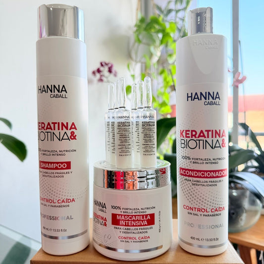 Pack Keratina & Biotina 4 Pasos + 6 Ampollas Hanna Caball