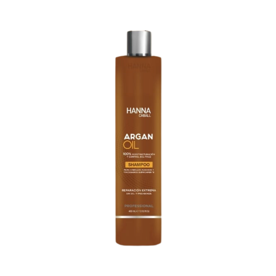 Shampoo Argan Oil Hanna Caball de 1 litro para reparación extrema y control del frizz.