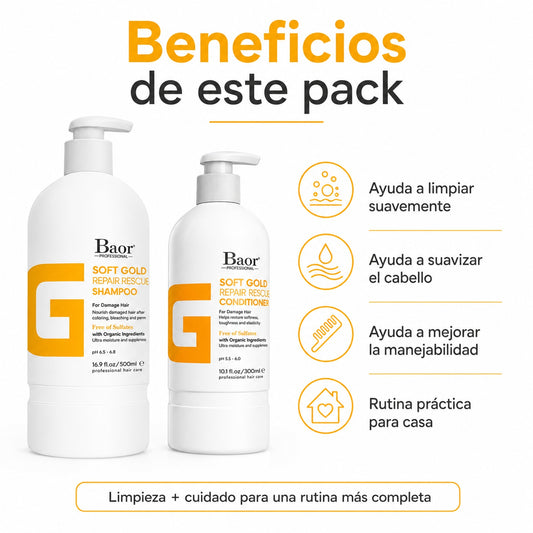 BAOR Pack Baor Soft Gold Repair Rescue Shampoo 500 ml + Acondicionador 300 ml