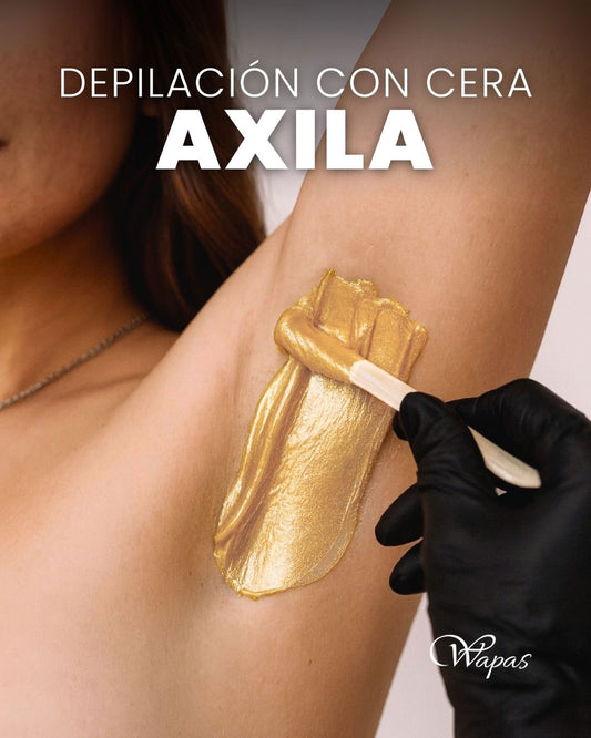 Depilación con cera dorada en axila femenina en Wapas GCC, salón de belleza en San Isidro Lima Perú.