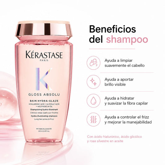 Kérastase Gloss Absolu Bain Hydra-Glaze Shampoo brillo y antifrizz 250 ml