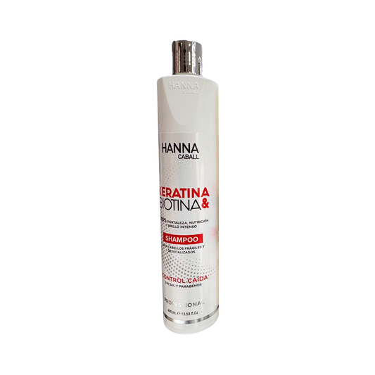 Hanna Caball Shampoo Keratina & Biotina 400 ml para cabello con frizz, rebelde o difícil de manejar - Hanna Caball -…