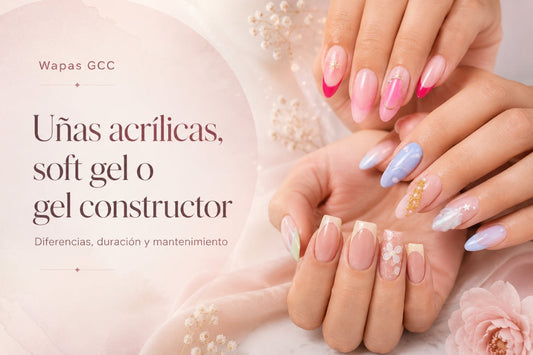 Uñas acrílicas, soft gel o gel constructor: diferencias, duración y mantenimiento