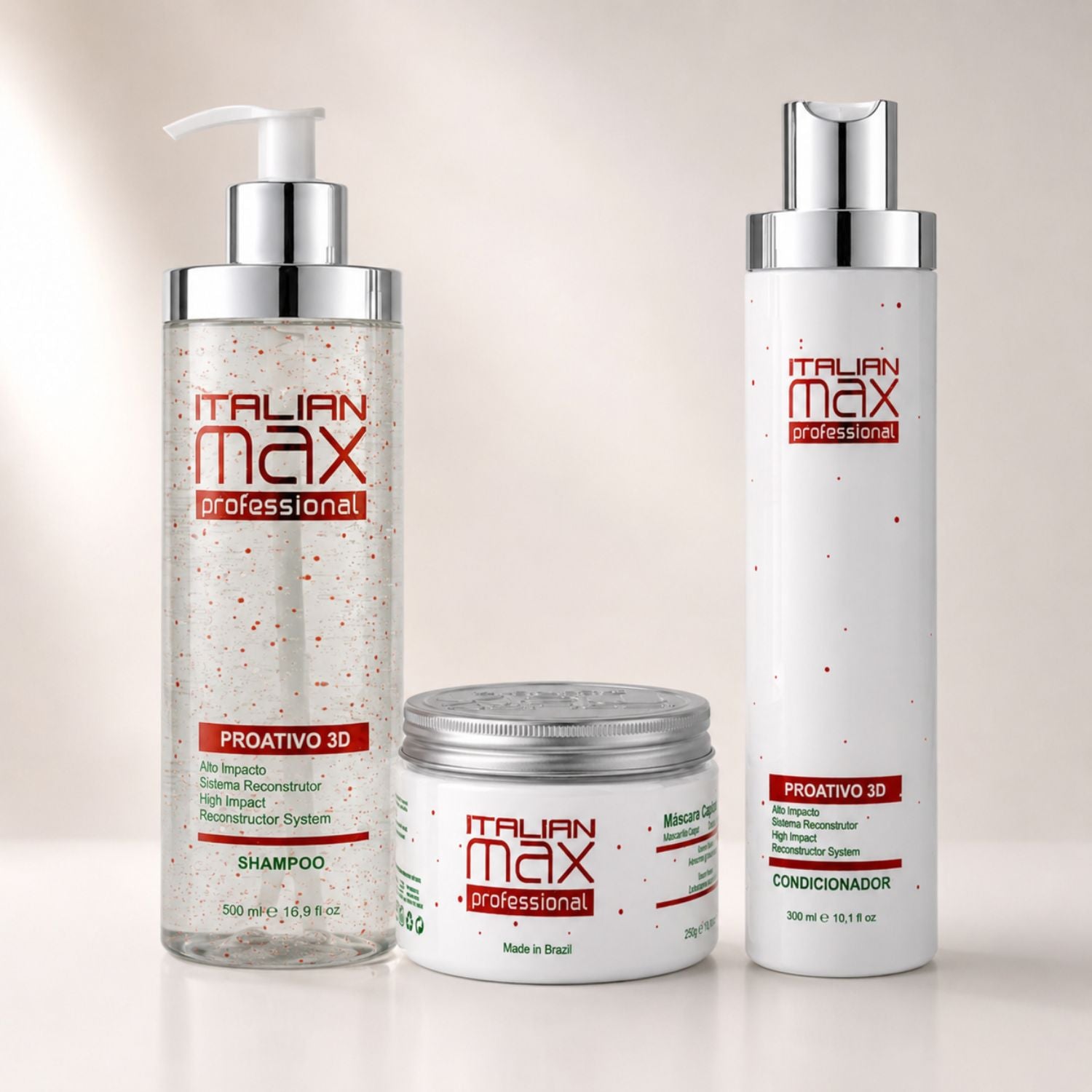 Kit Italian Max Pro Activo 3D con shampoo, acondicionador y mascarilla