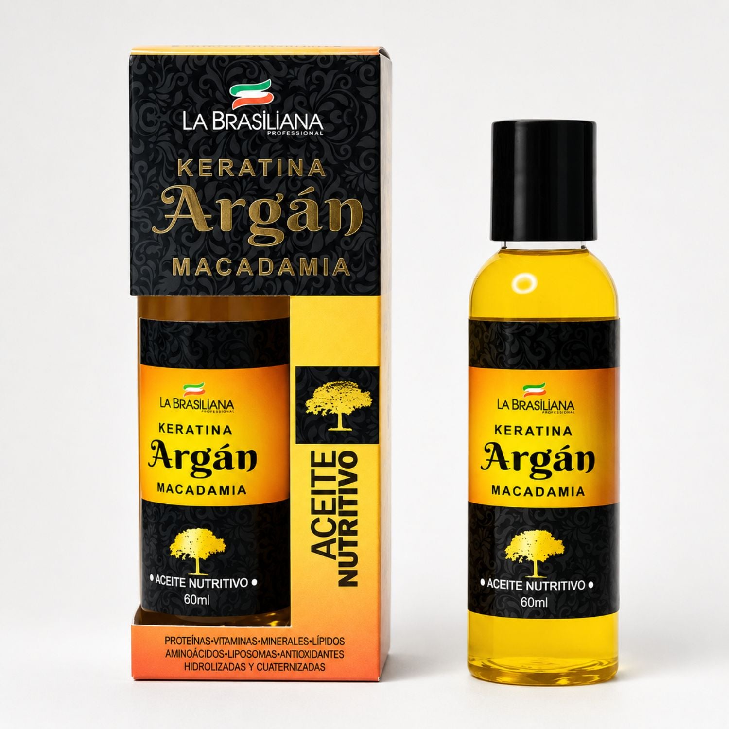 La Brasiliana Pack Control Grasa y Frizz 3 Pasos incluye Aceite de Argán Macadamia y Keratina 60ml - Limpieza, reparación y control del frizz