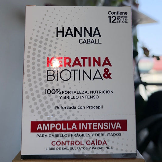 Ampolla Intensiva Keratina & Biotina Anticaída 12 x 10 ml Hanna Caball