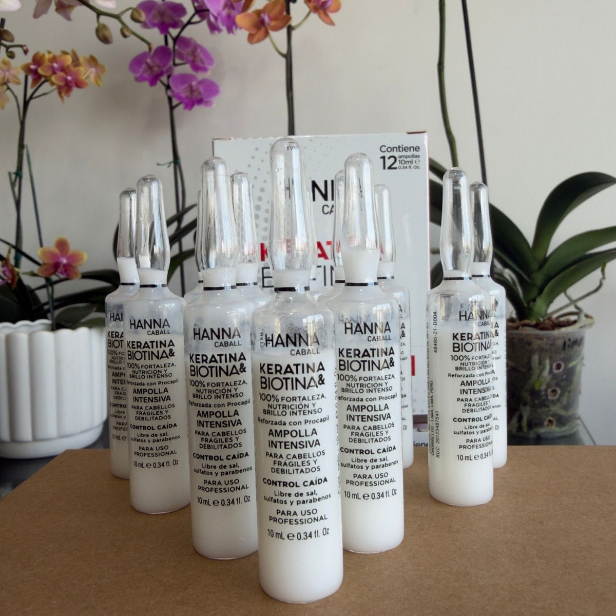 Ampolla Intensiva Keratina & Biotina Anticaída 12 x 10 ml Hanna Caball