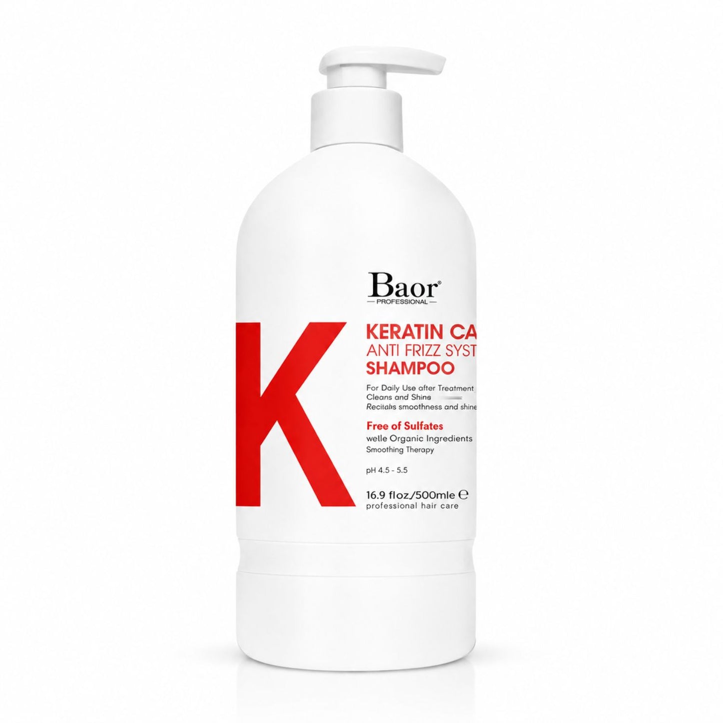 BAOR Shampoo Keratin Care 500 ml para cabello con frizz, rebelde o difícil de manejar