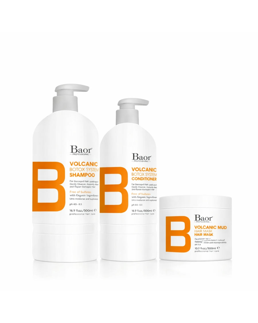 BAOR Pack Volcanic Mud Shampoo + Acondicionador + Mascarilla