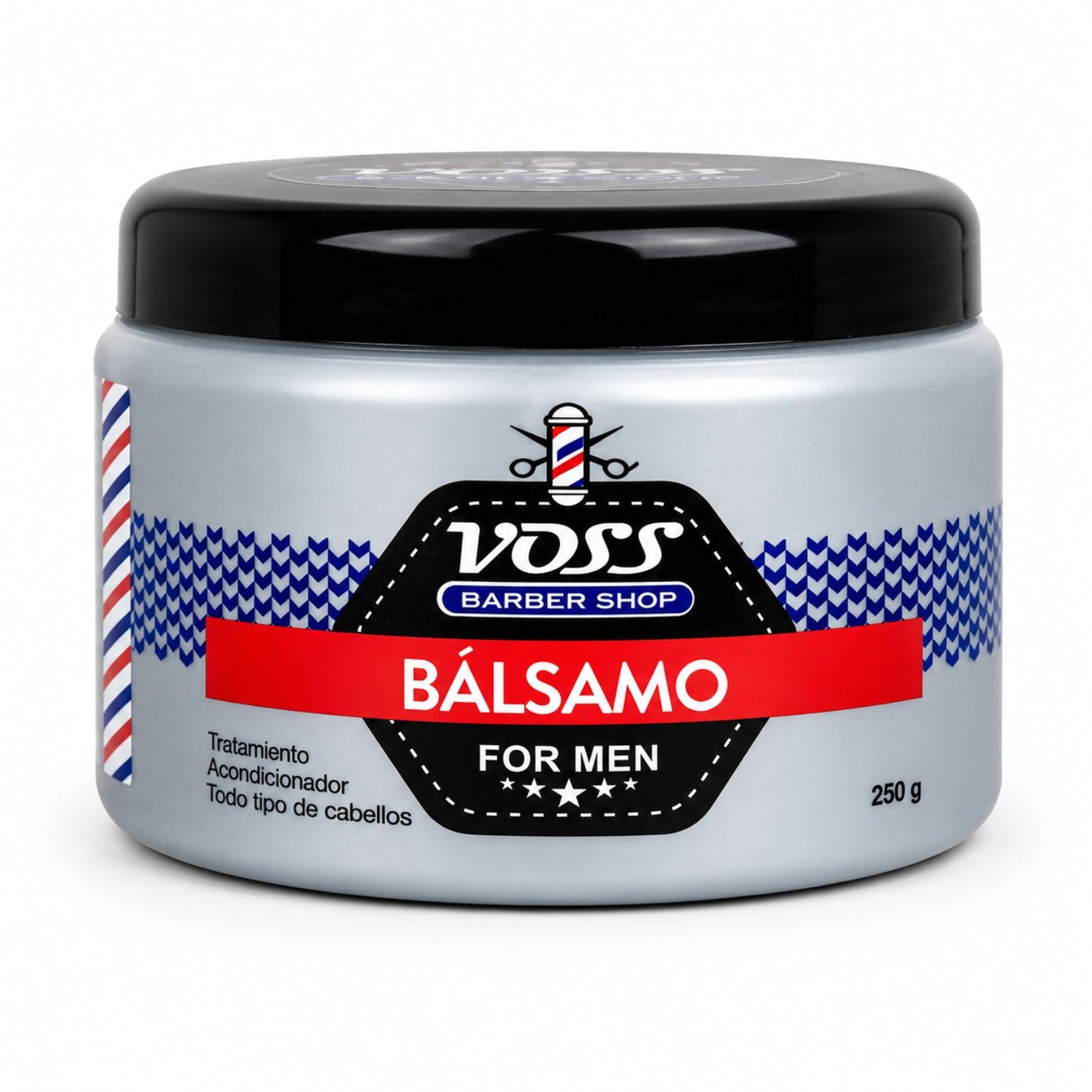 Voss Barber Shop Pack Hombre Control Caída 3 Pasos incluye Bálsamo For Men 250g Acondicionador - Limpieza, suavidad y apoyo al control de caída