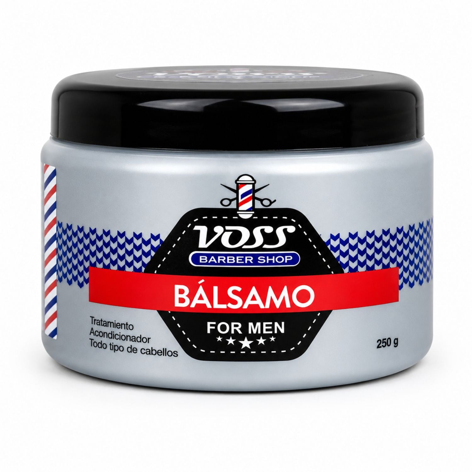 Voss Barber Shop Pack Hombre Control Caída 3 Pasos incluye Bálsamo For Men 250g Acondicionador - Limpieza, suavidad y apoyo al control de caída