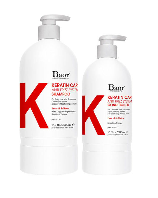 BAOR Pack Baor Keratin Care Antifrizz Shampoo 500 ml + Conditioner 300 ml - BAOR - producto disponible en Wapas San…