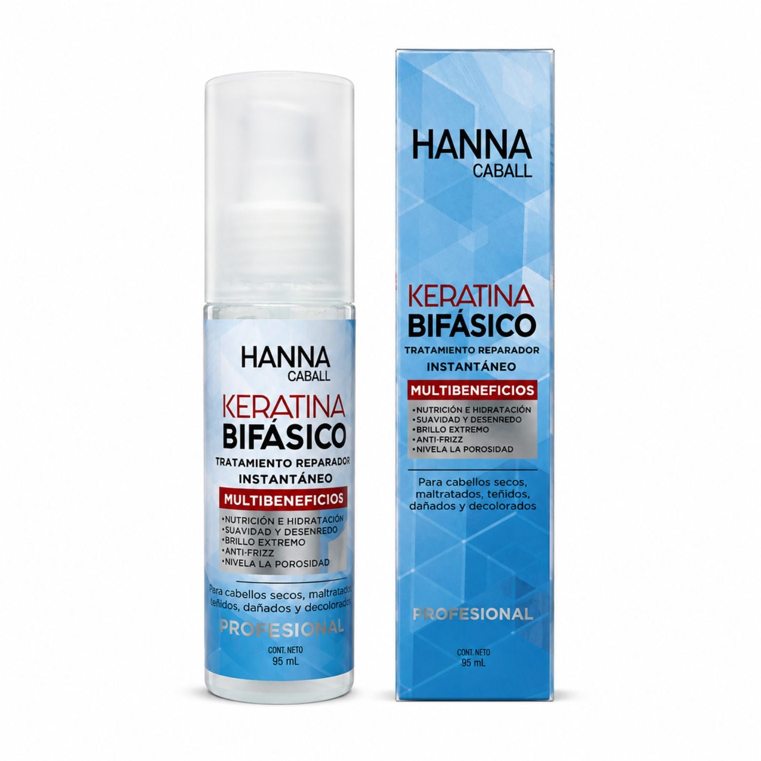 Bifásico Reparador Keratina 95 ml Hanna Caball