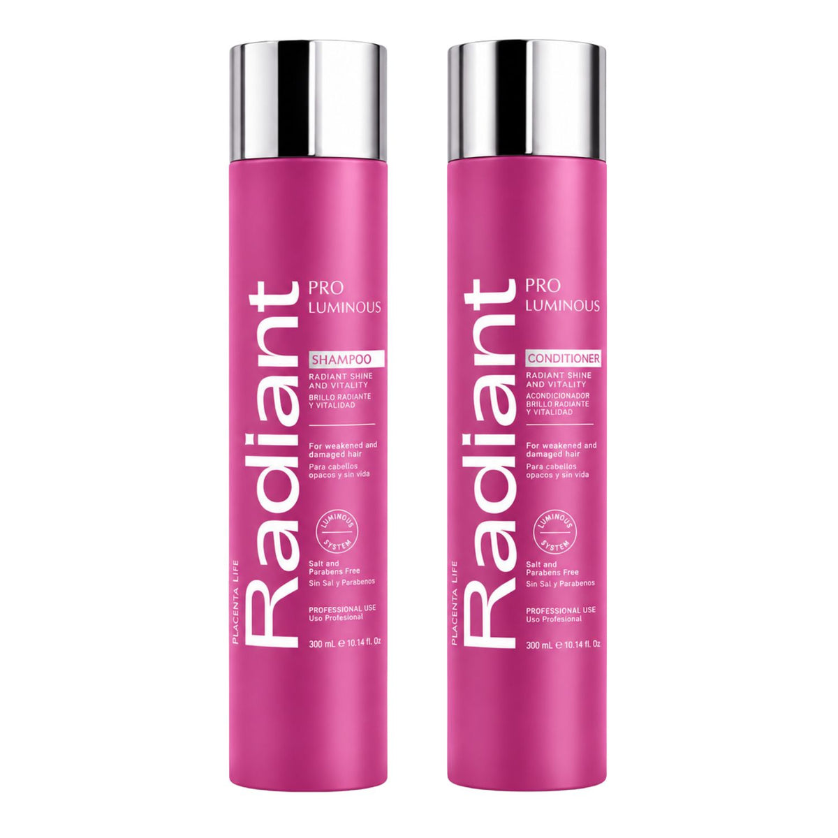 Dúo Keratin Pro Luminous Shampoo + Acondicionador – Radiant Professional