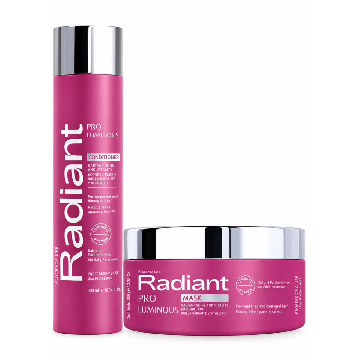 Dúo Keratin Pro Luminous Acondicionador + Mascarilla – Radiant Professional