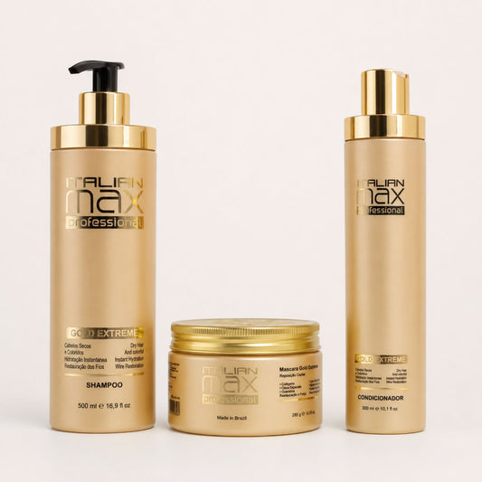 Kit Italian Max Gold Extreme con shampoo, acondicionador y mascarilla