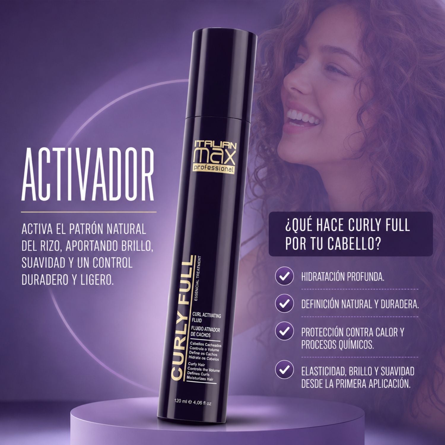 Italian Max Curly Full Fluido Activador de Rizos 120 ml