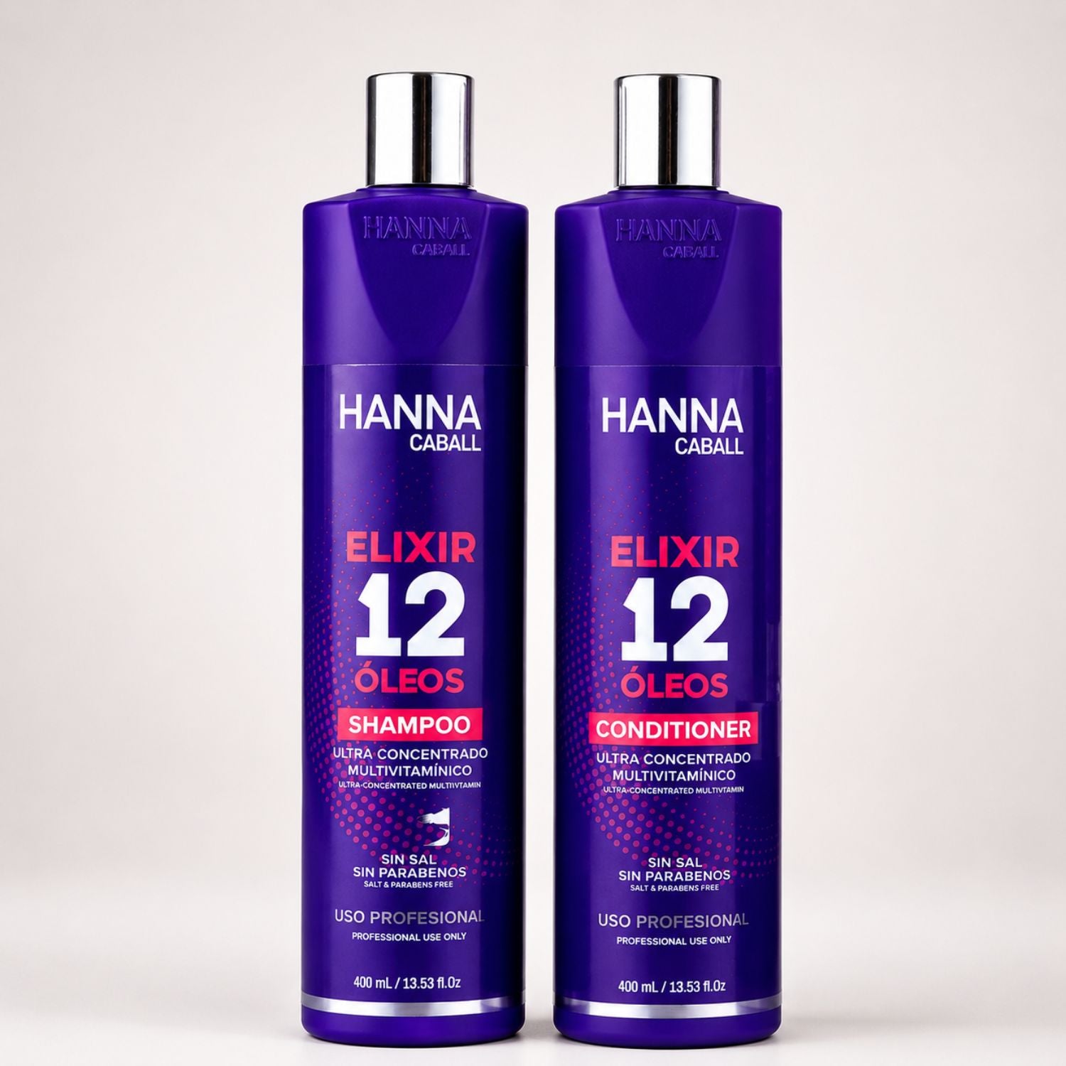 Hanna Caball Elixir 12 Óleos Shampoo y Acondicionador Anti-Frizz 400 ml c/u