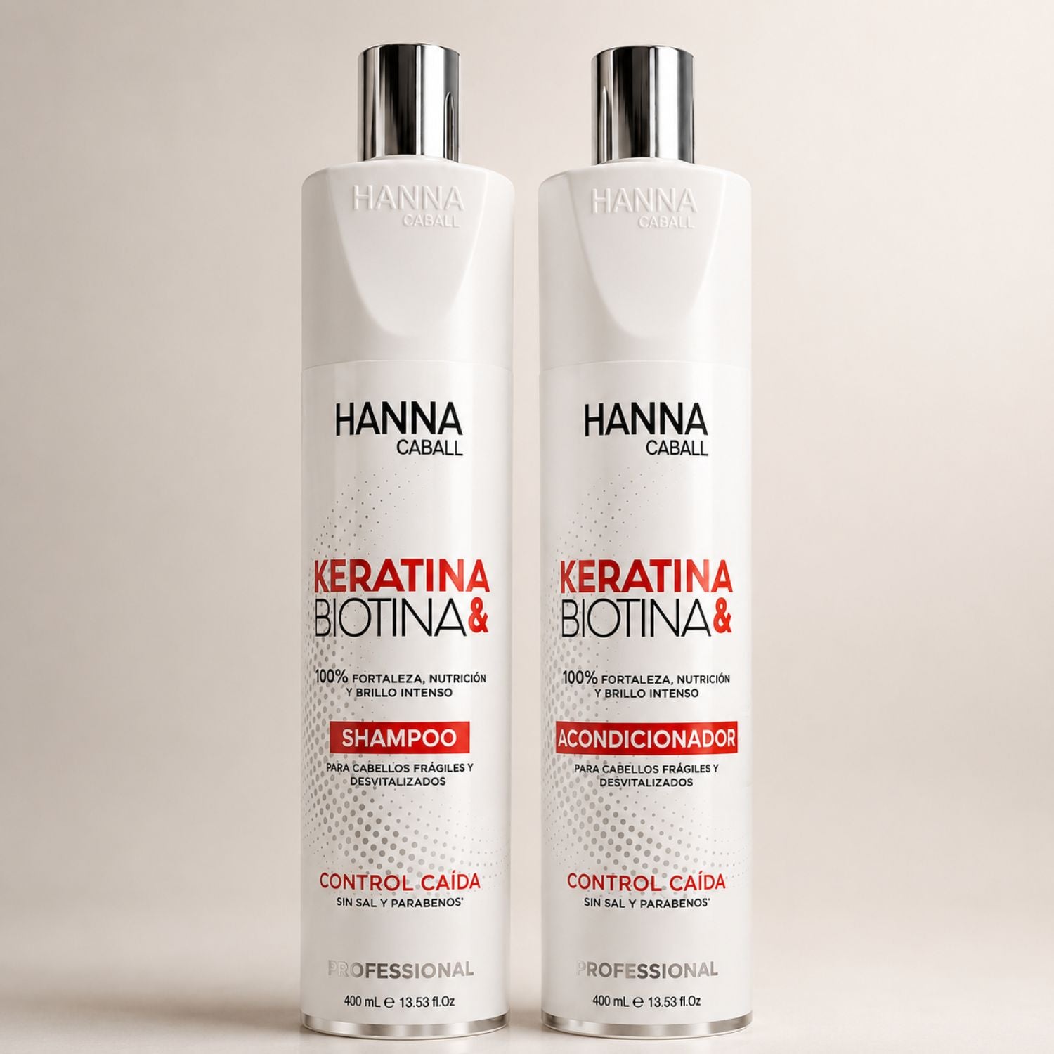 Hanna Caball Keratina y Biotina Shampoo y Acondicionador para Cabello Débil 400 ml c/u