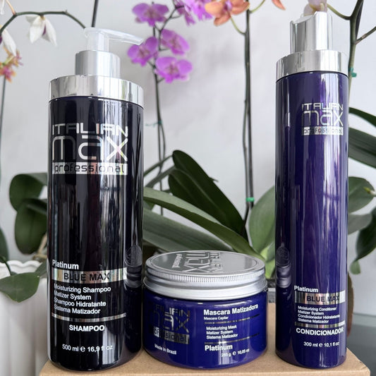Pack = Shampoo + Acondicionador + Mascarilla Blue Max Matizador Italian Max