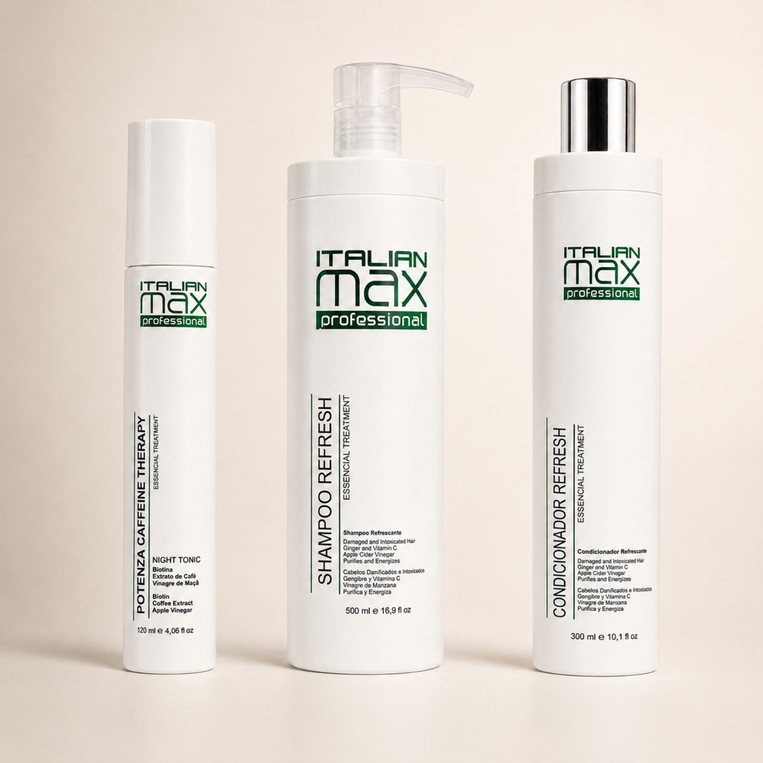 Kit Italian Max Refresh Shampoo, Acondicionador y Tónico