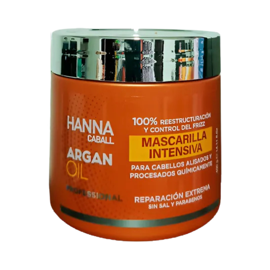 Mascarilla intensiva Argan Oil Hanna Caball para reparación extrema y control del frizz.