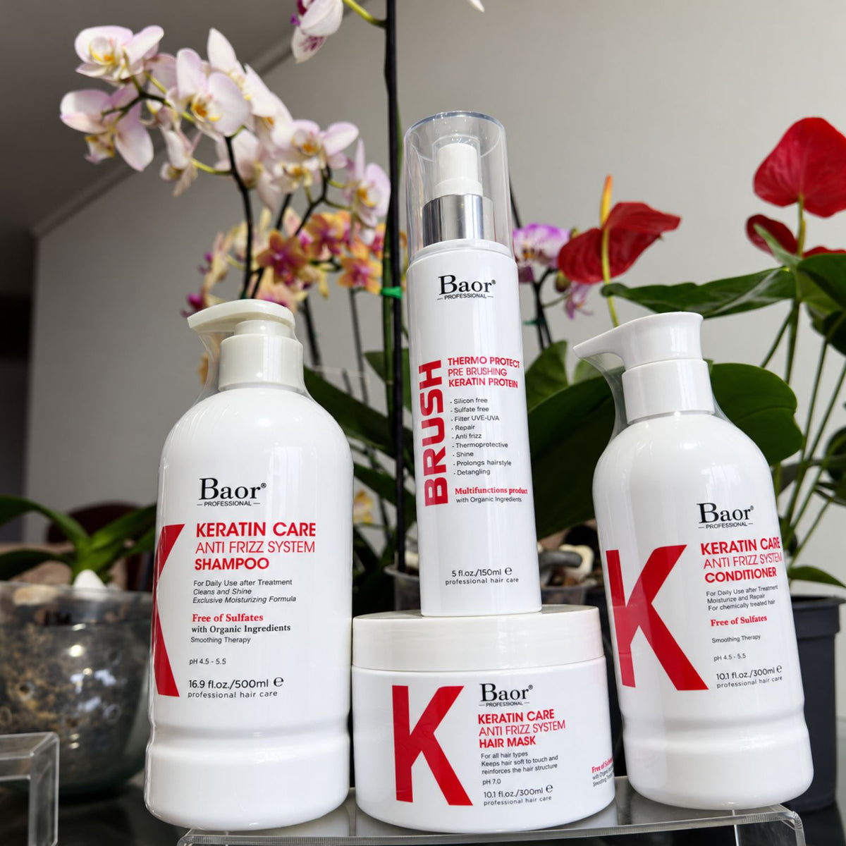 Pack Keratin Care Antifrizz + Protector Térmico Brush 4 Pasos – BAOR
