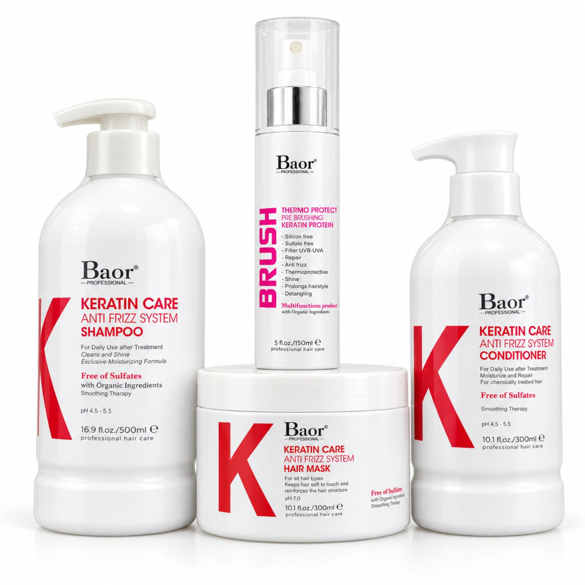 Pack Keratin Care Antifrizz + Protector Térmico Brush 4 Pasos – BAOR
