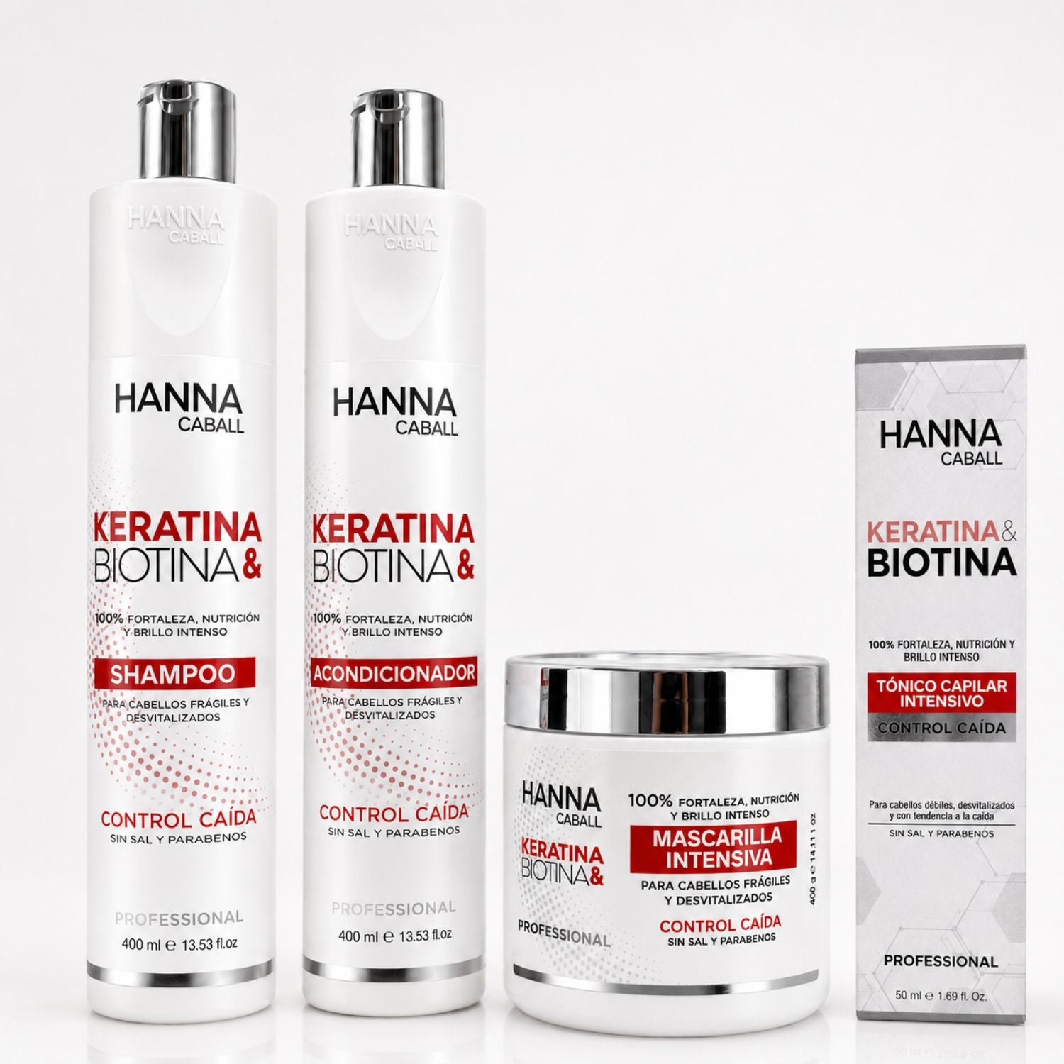 Hanna Caball Keratina y Biotina Pack 4 Pasos para Cabello Débil