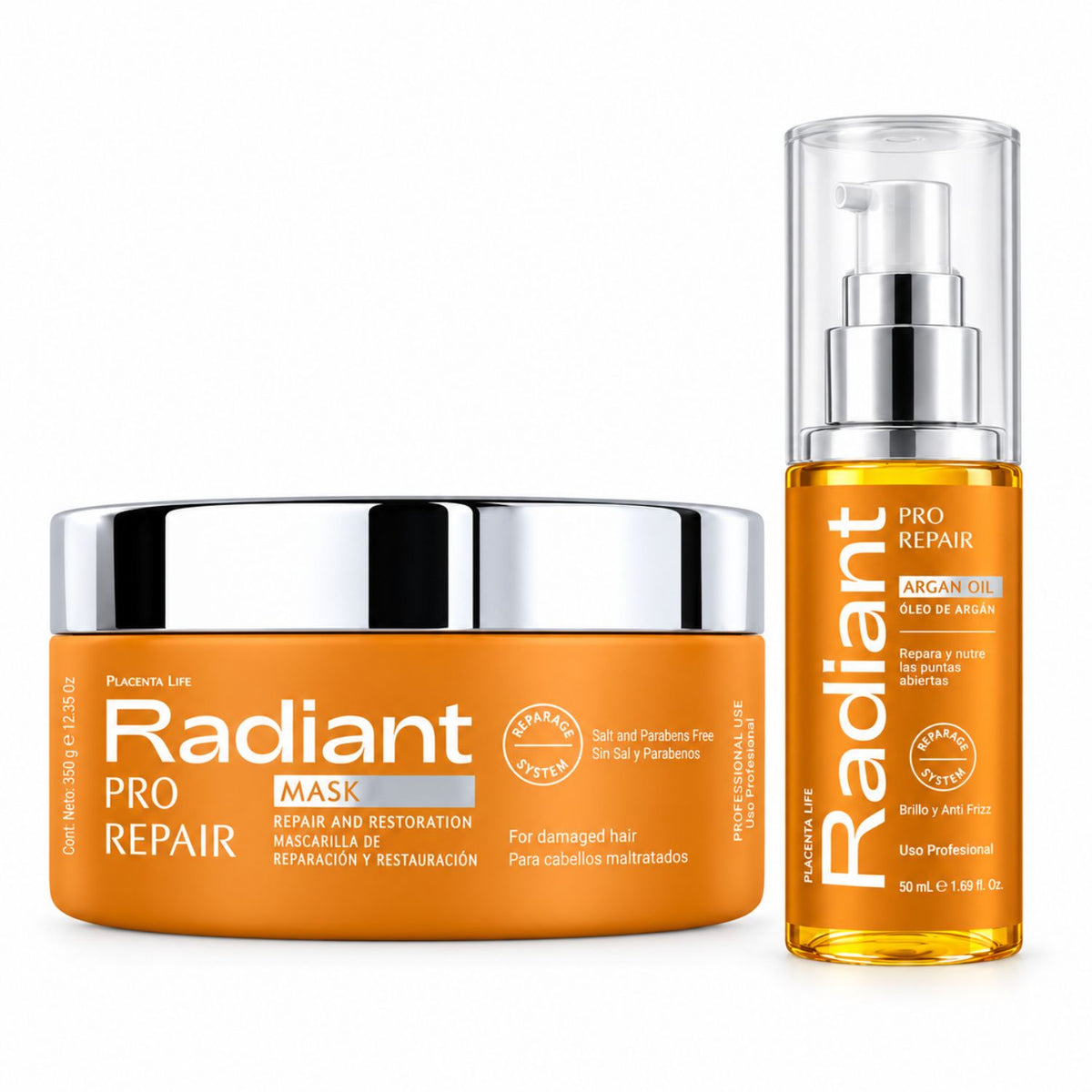 Dúo Argan Pro Repair Mascarilla + Óleo – Radiant Professional