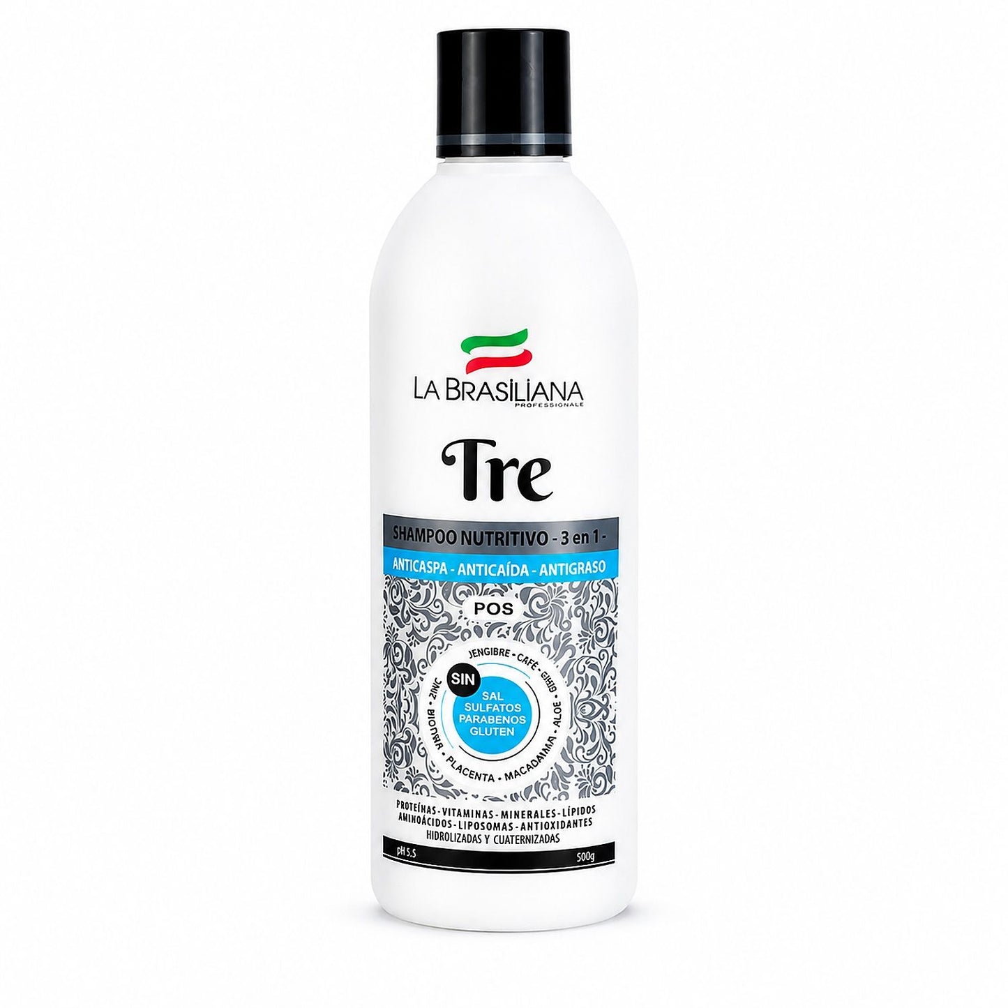 La Brasiliana Pack Control Grasa y Frizz 3 Pasos incluye Tre Shampoo 3 en 1 500g Anticaída y Anticaspa - Limpieza, reparación y control del frizz