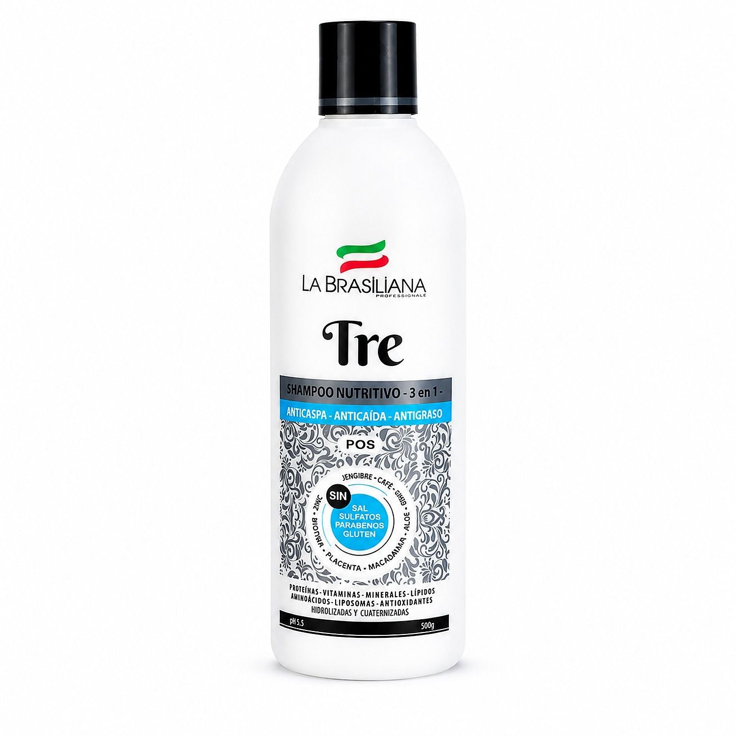 La Brasiliana Pack Control Grasa y Frizz 3 Pasos incluye Tre Shampoo 3 en 1 500g Anticaída y Anticaspa - Limpieza, reparación y control del frizz