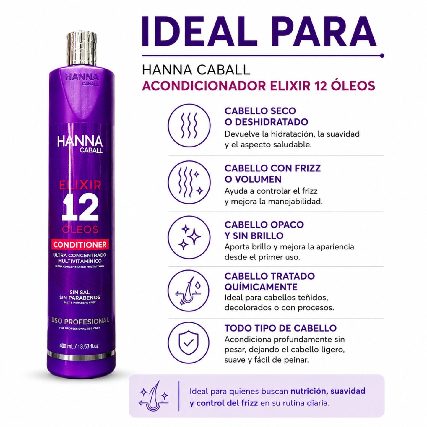 Hanna Caball Acondicionador Elixir 12 Óleos 400 ml