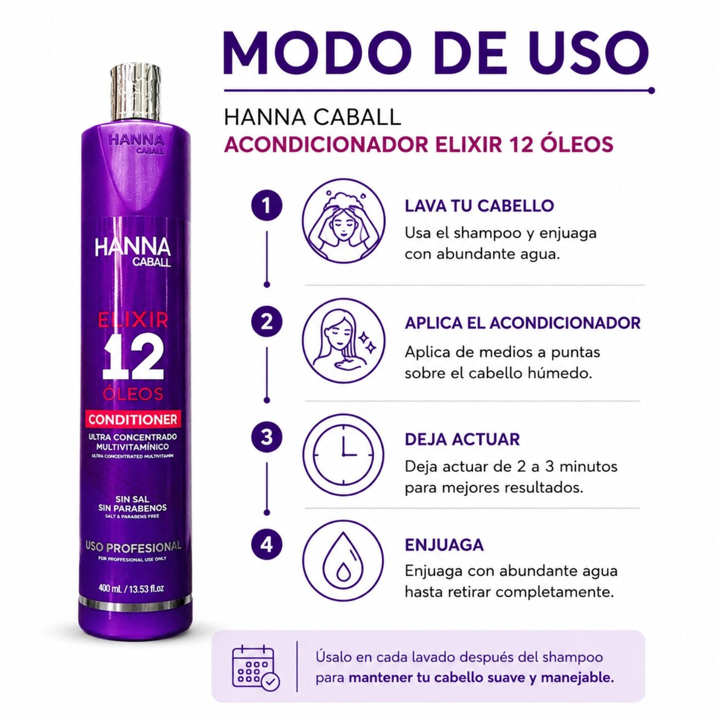 Hanna Caball Acondicionador Elixir 12 Óleos 400 ml