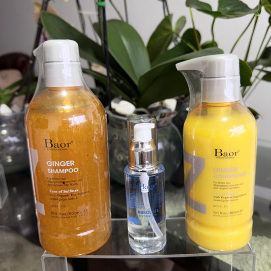 Foto real en Wapas del pack BAOR Ginger con shampoo y acondicionador y Absolute Hydration.