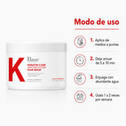 BAOR Mascarilla Keratin Care 300 ml para cabello con frizz, rebelde o difícil de manejar