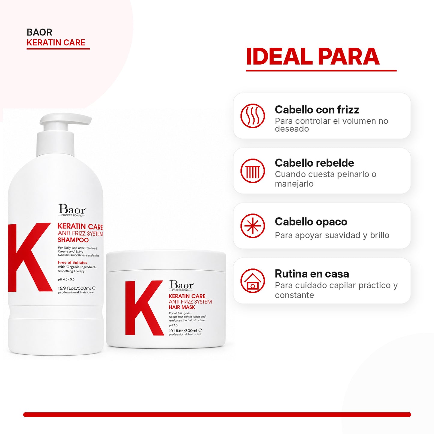 BAOR Pack Baor Keratin Care Shampoo 500 ml + Mascarilla 300 ml