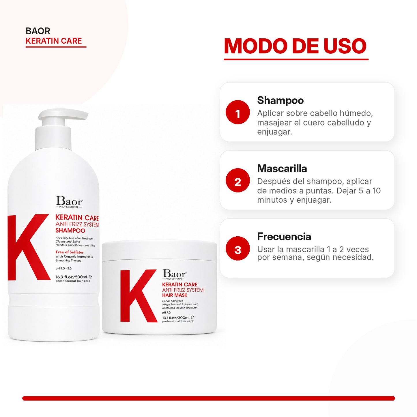 BAOR Pack Baor Keratin Care Shampoo 500 ml + Mascarilla 300 ml