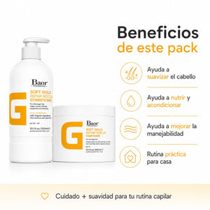 BAOR Pack Soft Gold: Acondicionador 300 ml + Mascarilla 300 ml
