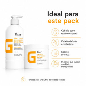 BAOR Pack Soft Gold: Acondicionador 300 ml + Mascarilla 300 ml