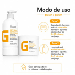 BAOR Pack Soft Gold: Acondicionador 300 ml + Mascarilla 300 ml