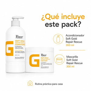 BAOR Pack Soft Gold: Acondicionador 300 ml + Mascarilla 300 ml