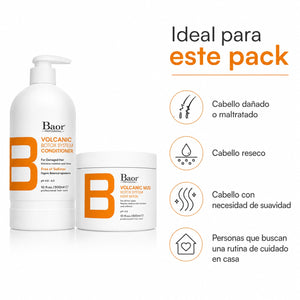 BAOR Pack Volcanic Mud: Acondicionador 300 ml + Mascarilla 300 ml