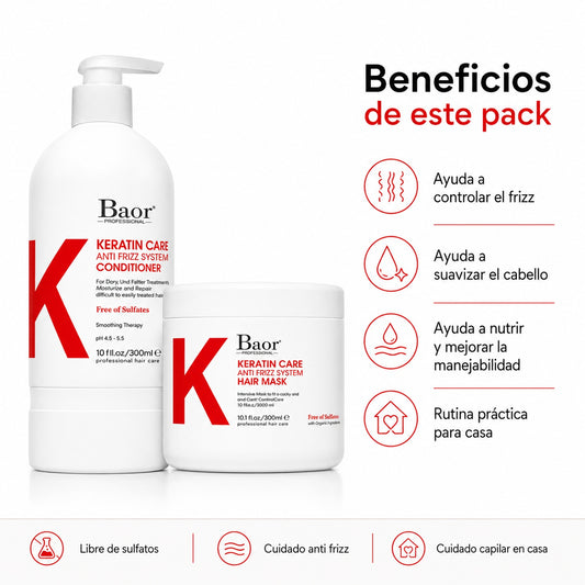 BAOR Pack Baor Keratin Care Acondicionador 300 ml + Mascarilla 300 ml