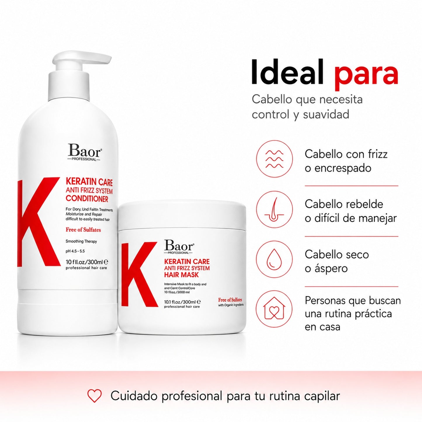 BAOR Pack Baor Keratin Care Acondicionador 300 ml + Mascarilla 300 ml