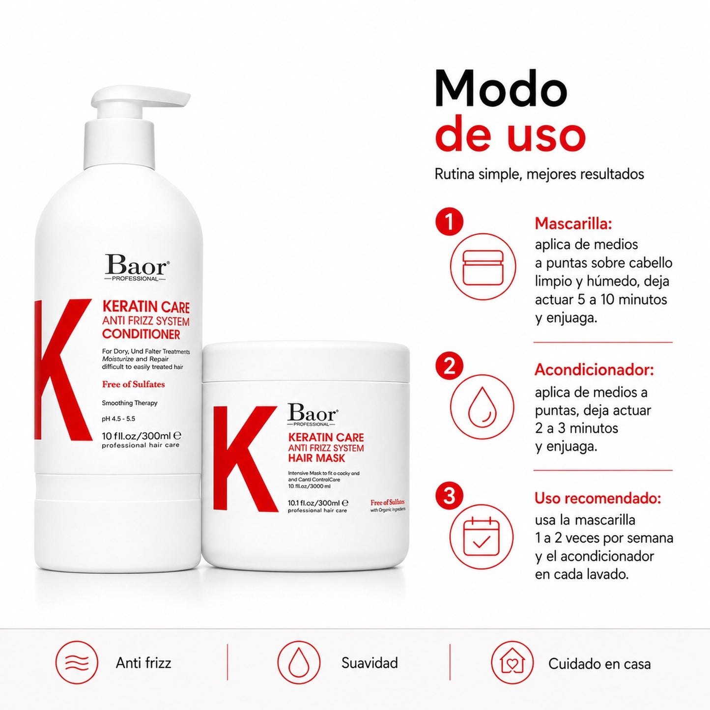 BAOR Pack Baor Keratin Care Acondicionador 300 ml + Mascarilla 300 ml