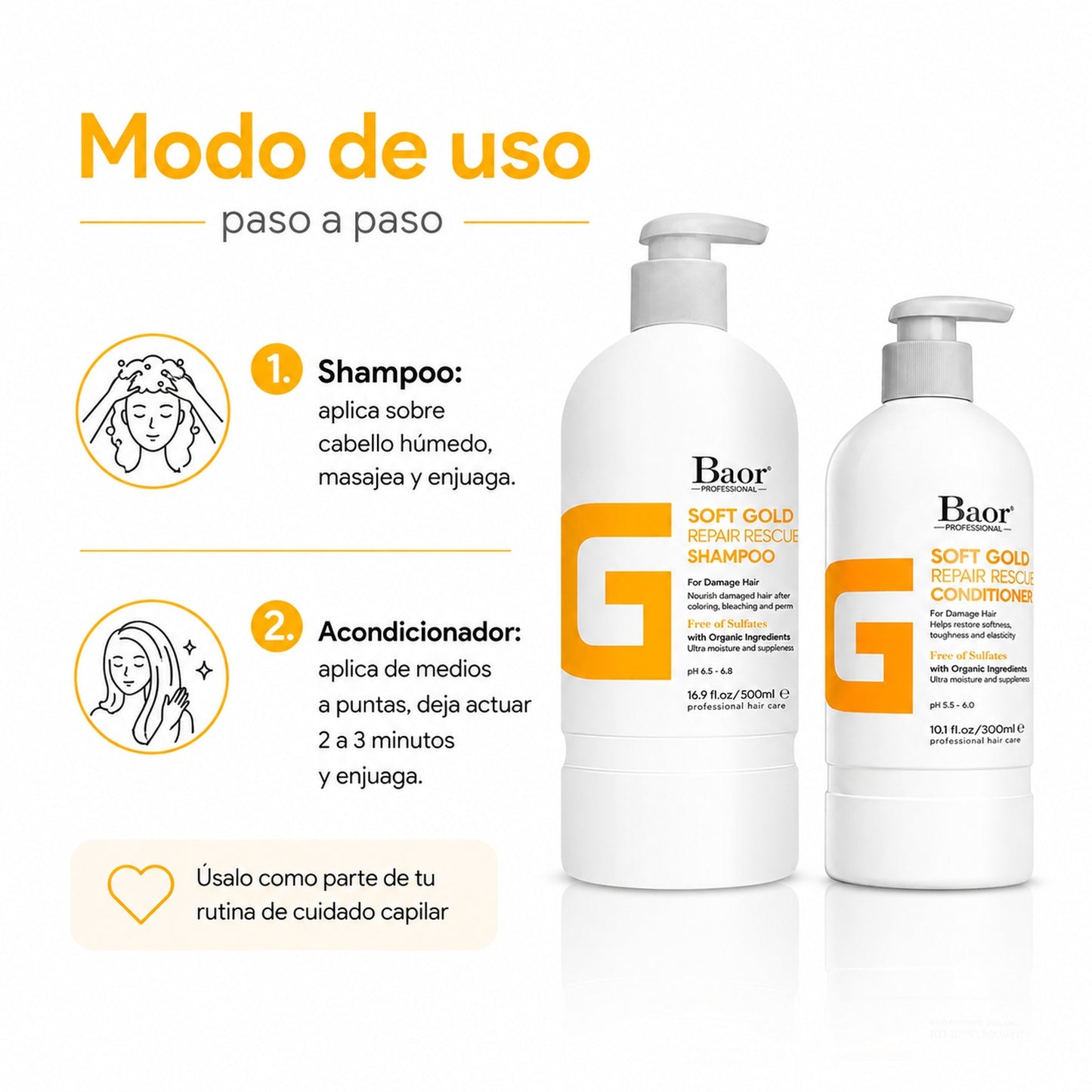 BAOR Pack Baor Soft Gold Repair Rescue Shampoo 500 ml + Acondicionador 300 ml