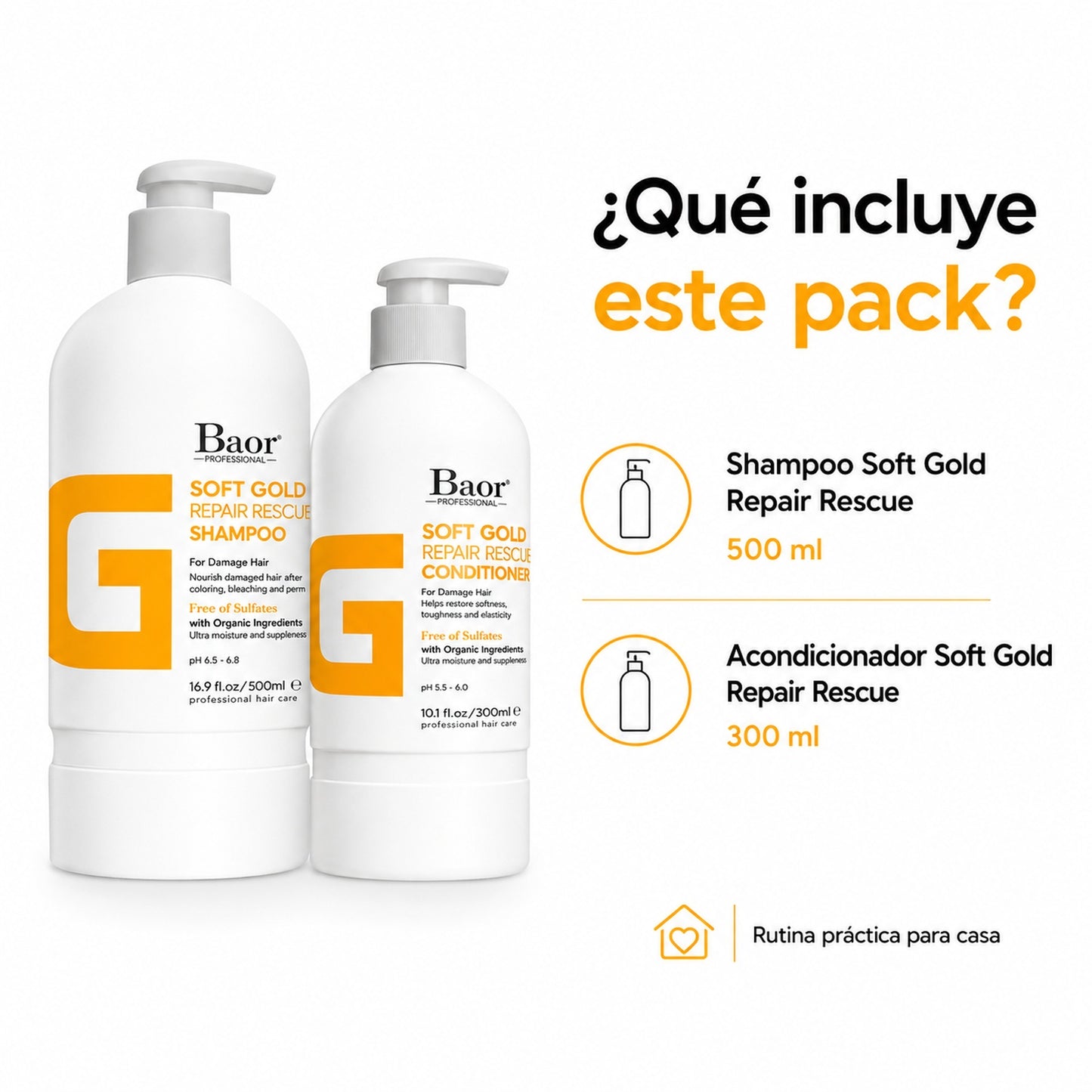 BAOR Pack Baor Soft Gold Repair Rescue Shampoo 500 ml + Acondicionador 300 ml